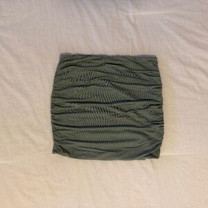 Oh Polly Modal Ruched Mid-Rise Mini Skirt in Sage Green